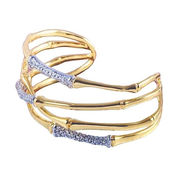 ALEXIS BITTAR Solanales Crystal Bamboo Gold Cuff Bracelet - Picture 5 of 9